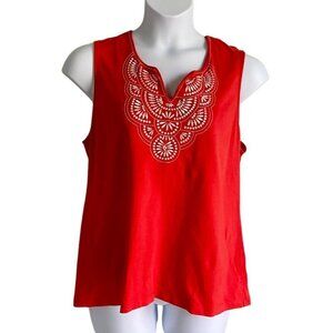 Coral Bay Sleeveless Top Coral Cotton Plus Size 1X